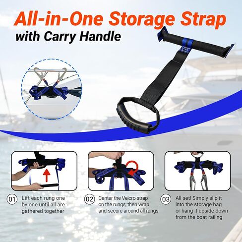 Boat Ladder,5 Step Boat Rope Ladder for Kids and Adults,6 Feet Outdoor Climbing Ladder with 2 Heavy Duty Hooks -for Tree House,Inflatable Boat, Fishing Boat, Sailboat, Kayak,Compact & Portable in Saudi Arabia
