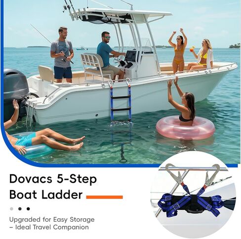 Boat Ladder,5 Step Boat Rope Ladder for Kids and Adults,6 Feet Outdoor Climbing Ladder with 2 Heavy Duty Hooks -for Tree House,Inflatable Boat, Fishing Boat, Sailboat, Kayak,Compact & Portable in Saudi Arabia