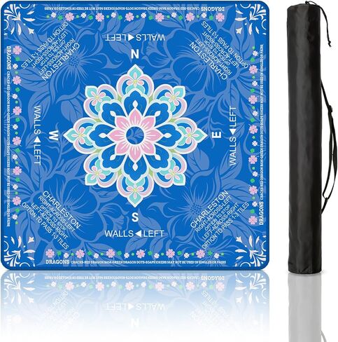 Mahjong Mat for Table,Premium Mahjong Accessories,31.5" x 31.5",Noise-Reducing Table Cover for Mahjong, Poker, Board Games, Dominoes, and Card Games（Blue-2） in Saudi Arabia