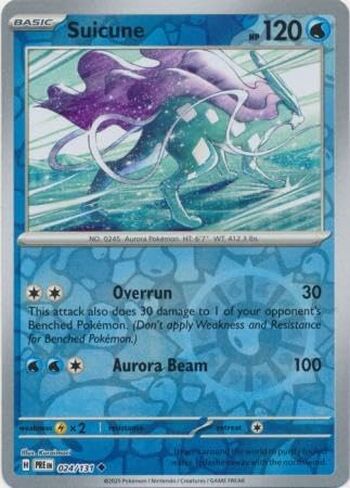 بوكيمون - Suicune 024/131 التطورات المنشورية - بطاقة واحدة من رقائق معدنية عكسية in Kuwait