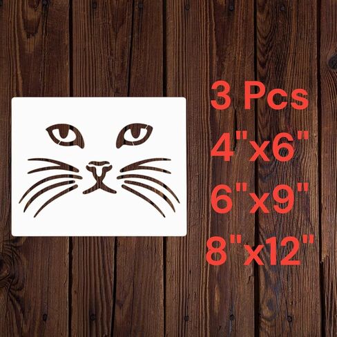 Cat Face Stencil for Painting – Feline Stencil for DIY Crafts, Wall Art, Wood, Fabric, and Animal Decor in Kuwait