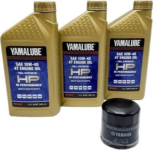 Yamaha Grizzly 450 (2007-2014) جميع الموديلات مجموعة تغيير فلتر الزيت HP Yamaha الجزء # 5GH-13440-80-00، 3 كوارتات عالية الأداء LUB-10W40-FS-12 in Kuwait