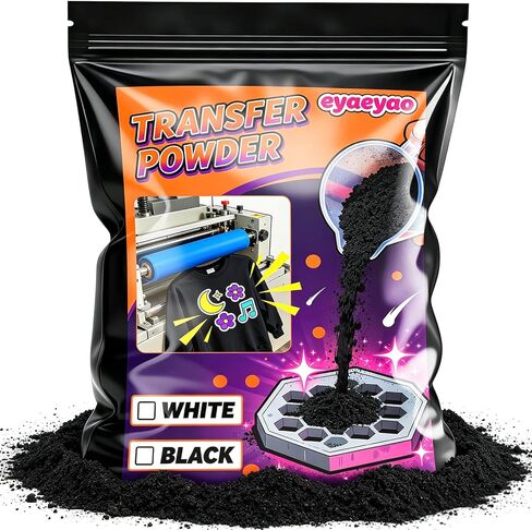 Eyaeyao 8 oz DTF Powder, Black DTF Transfer Powder & Adhesive Powder for All Fabrics - Professional Grade Transfer Powder, Works as Sublimation Powder, Essential DTF Supplies (Black, 8 oz) in Saudi Arabia