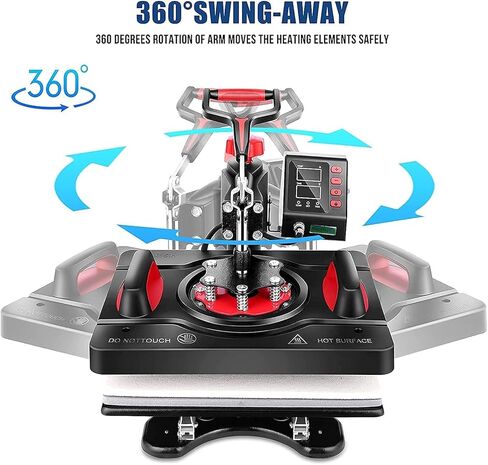 Heat Press 8 in 1, Pro Heat Transfer Machine 12"X15", Digital 360° Swing Away Tshirt Press Machine Combo, t Shirt Maker Printing Sublimation Heat Press Machine for T-Shirts Hat/Cap Mug Plate in Kuwait