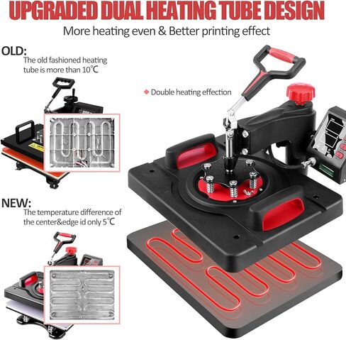 Heat Press 8 in 1, Pro Heat Transfer Machine 12"X15", Digital 360° Swing Away Tshirt Press Machine Combo, t Shirt Maker Printing Sublimation Heat Press Machine for T-Shirts Hat/Cap Mug Plate in Kuwait