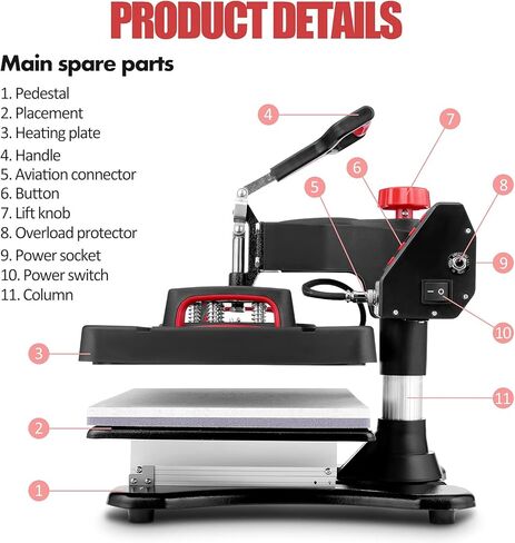 Heat Press 8 in 1, Pro Heat Transfer Machine 12"X15", Digital 360° Swing Away Tshirt Press Machine Combo, t Shirt Maker Printing Sublimation Heat Press Machine for T-Shirts Hat/Cap Mug Plate in Kuwait