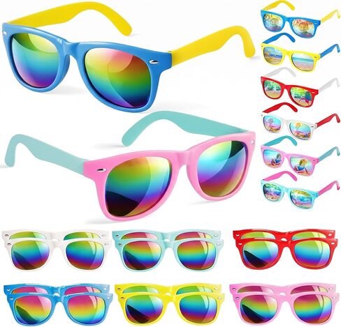 LovesTown 12 Pack Kids Sunglasses Bulk Party Favors, Boys Girls Sunglasses for Kids with UV400 Protection Multicolor for Beach Birthday Party, Goody Bag Stuffers in Kuwait