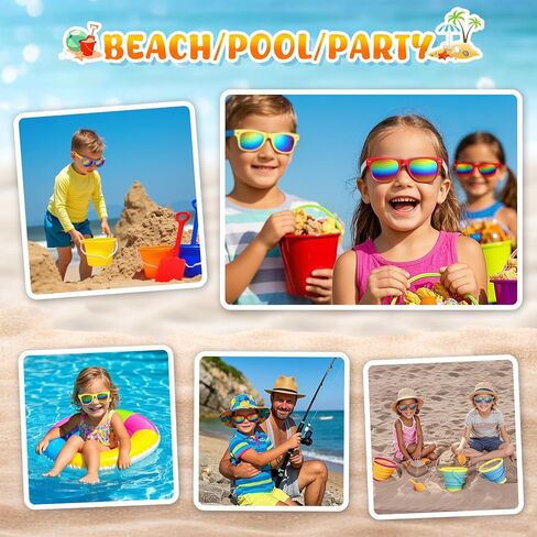 LovesTown 12 Pack Kids Sunglasses Bulk Party Favors, Boys Girls Sunglasses for Kids with UV400 Protection Multicolor for Beach Birthday Party, Goody Bag Stuffers in Kuwait