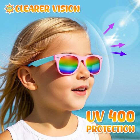 LovesTown 12 Pack Kids Sunglasses Bulk Party Favors, Boys Girls Sunglasses for Kids with UV400 Protection Multicolor for Beach Birthday Party, Goody Bag Stuffers in Kuwait