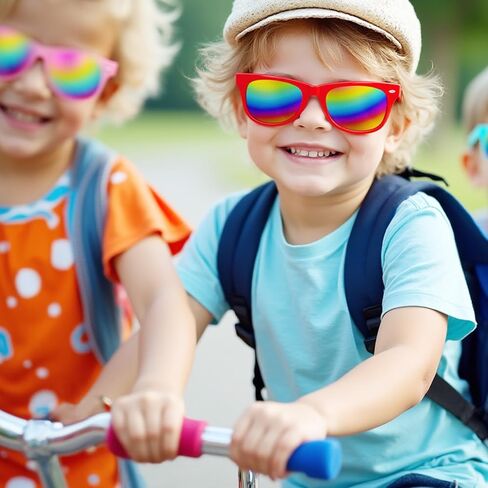 LovesTown 12 Pack Kids Sunglasses Bulk Party Favors, Boys Girls Sunglasses for Kids with UV400 Protection Multicolor for Beach Birthday Party, Goody Bag Stuffers in Kuwait