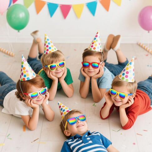 LovesTown 12 Pack Kids Sunglasses Bulk Party Favors, Boys Girls Sunglasses for Kids with UV400 Protection Multicolor for Beach Birthday Party, Goody Bag Stuffers in Kuwait