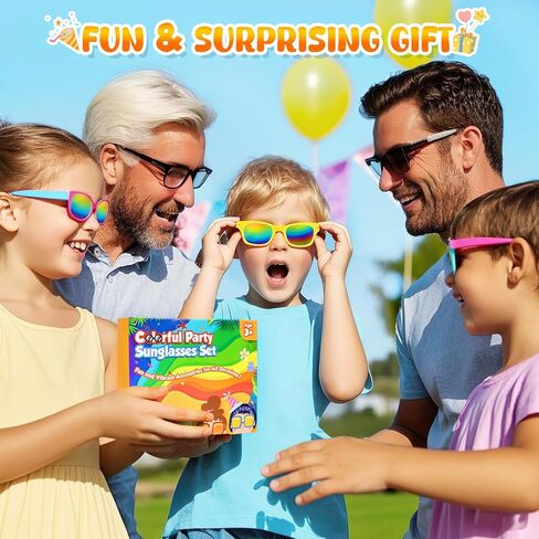 LovesTown 12 Pack Kids Sunglasses Bulk Party Favors, Boys Girls Sunglasses for Kids with UV400 Protection Multicolor for Beach Birthday Party, Goody Bag Stuffers in Kuwait