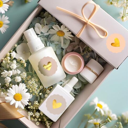 2 Inches Cute Heart Stickers 180PCS Circular Love Self-Adhesive Decor Sticker Wavy Edge Gold Foil Sealing Labels for Box Bag Handmade Packaging Gift Wrapping Envelope Valentine's Day Mother's Day in Saudi Arabia