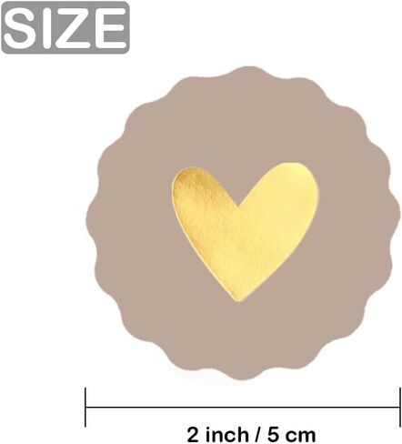 2 Inches Cute Heart Stickers 180PCS Circular Love Self-Adhesive Decor Sticker Wavy Edge Gold Foil Sealing Labels for Box Bag Handmade Packaging Gift Wrapping Envelope Valentine's Day Mother's Day in Saudi Arabia