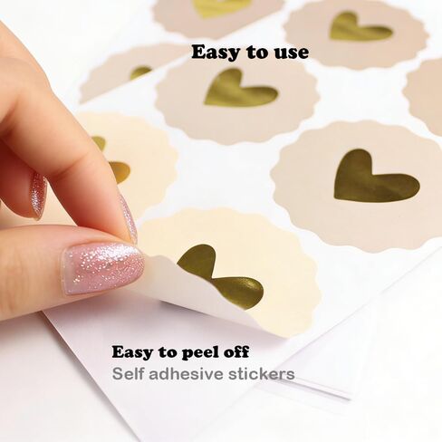 2 Inches Cute Heart Stickers 180PCS Circular Love Self-Adhesive Decor Sticker Wavy Edge Gold Foil Sealing Labels for Box Bag Handmade Packaging Gift Wrapping Envelope Valentine's Day Mother's Day in Saudi Arabia