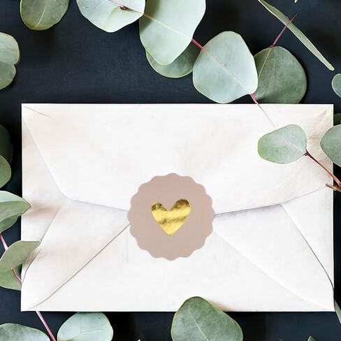 2 Inches Cute Heart Stickers 180PCS Circular Love Self-Adhesive Decor Sticker Wavy Edge Gold Foil Sealing Labels for Box Bag Handmade Packaging Gift Wrapping Envelope Valentine's Day Mother's Day in Saudi Arabia