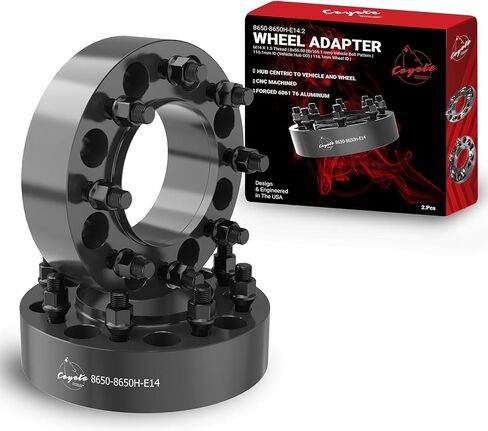 Wheel Accessories Parts 2 Pcs Hub Centric Wheel Spacers 8 on 6.50 2.00 Inch Thick 116.7mm Hub M14x1.5 14x1.5 Thread Stud Fits Chevy Silverado 2500 3500 GMC Sierra 2500 3500 SRW ｜DRW Front Only in Kuwait
