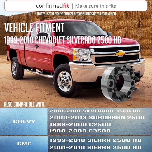 Wheel Accessories Parts 2 Pcs Hub Centric Wheel Spacers 8 on 6.50 2.00 Inch Thick 116.7mm Hub M14x1.5 14x1.5 Thread Stud Fits Chevy Silverado 2500 3500 GMC Sierra 2500 3500 SRW ｜DRW Front Only in Kuwait