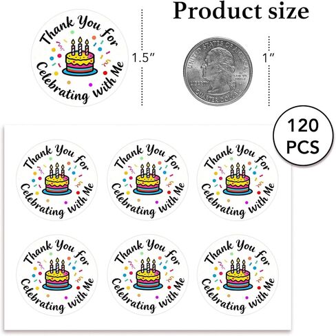 120 x Thank You for Celebrating with Me Birthday Stickers, Birthday Party Favor Tags for Gifts Packing, Round Birthday Envelope Seals, Party Favor Labels in Saudi Arabia