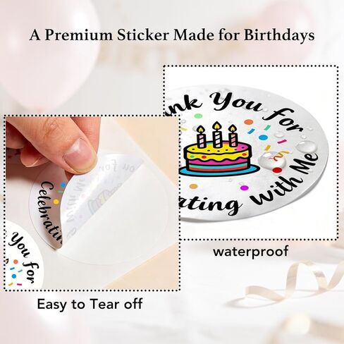 120 x Thank You for Celebrating with Me Birthday Stickers, Birthday Party Favor Tags for Gifts Packing, Round Birthday Envelope Seals, Party Favor Labels in Saudi Arabia