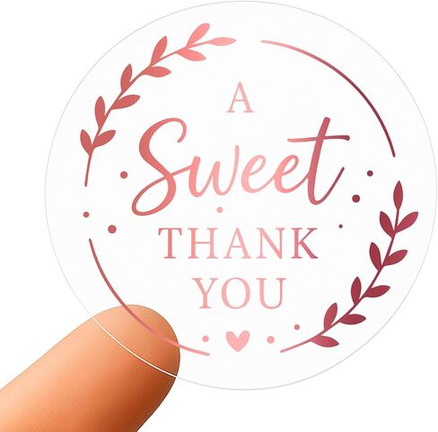 100 x A Sweet Thank You Clear Wedding Rose Gold Foil Wedding Favor Stickers, Baby Shower Favor Labels,Bridal Shower Favor Seals for Gifts, 1.6" in Saudi Arabia