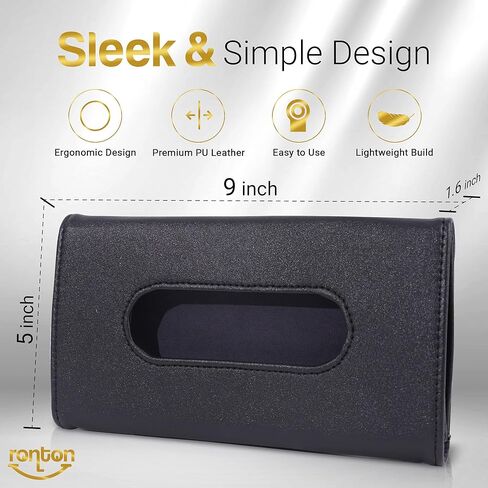 Leather Tissue Holder, Mask Holder, Rectangular Sun Visor Napkin, Mask Dispenser, Premium Car Tissue Box for car, Vehicle (Black) in Saudi Arabia
