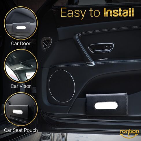 Leather Tissue Holder, Mask Holder, Rectangular Sun Visor Napkin, Mask Dispenser, Premium Car Tissue Box for car, Vehicle (Black) in Saudi Arabia