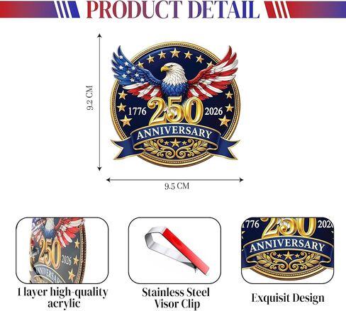 250th Anniversary Car Accessory, USA Eagle Visor Clip Decoration - Independence Day 4th of July Gift - Patriots Veterans Men Women from for Patriots Families Veterans Men Women in Saudi Arabia