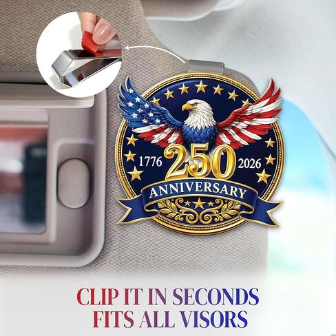 250th Anniversary Car Accessory, USA Eagle Visor Clip Decoration - Independence Day 4th of July Gift - Patriots Veterans Men Women from for Patriots Families Veterans Men Women in Saudi Arabia