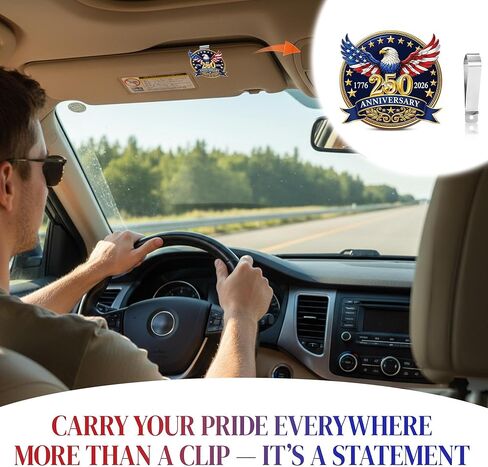 250th Anniversary Car Accessory, USA Eagle Visor Clip Decoration - Independence Day 4th of July Gift - Patriots Veterans Men Women from for Patriots Families Veterans Men Women in Saudi Arabia
