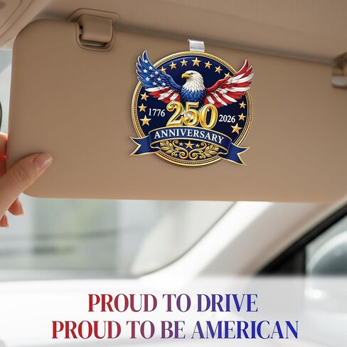 250th Anniversary Car Accessory, USA Eagle Visor Clip Decoration - Independence Day 4th of July Gift - Patriots Veterans Men Women from for Patriots Families Veterans Men Women in Saudi Arabia