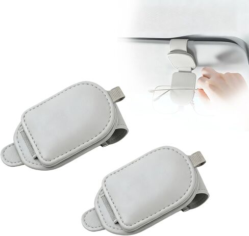 Sunglass Holder for Car Visor, Magnetic Leather Eyeglass Holder, Universal Car Sunglass Organizer Visor Accessories for SUV Truck Pickup, 2 Pack (Black) in Saudi Arabia