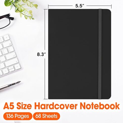 8 Pack Lined Journal Notebook for Work, A5 Hardcover (5.5" x 8.3"), Black 136 Pages Medium College Ruled Notebook Bulk, for Writing, Note Taking, Business Work School Home in Saudi Arabia