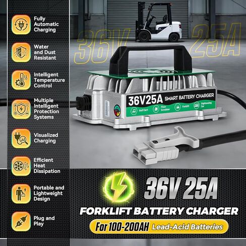 36V Forklift Battery Charger with 8 Protections 1250W 25AMP 36V Forklift Charger IP67 Waterproof Fully Automatic Smart Fasting Charging with 16ft Cable,for Floor Washers, Sightseeing Cars, Golf Carts in Saudi Arabia