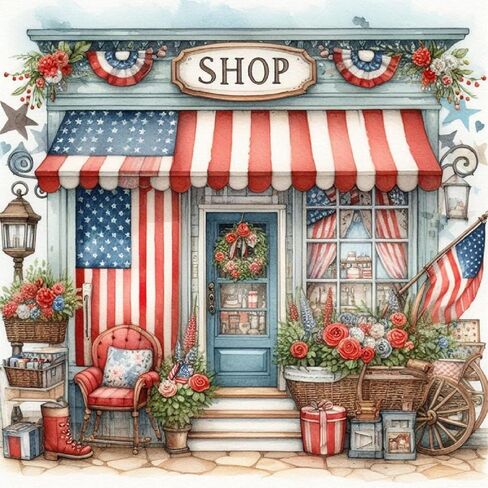 4th of July Diamond Art Kits for Adults,Independence Day Diamond Painting Kits for Adults Beginner,Flower 5D DIY Round Full Drill Gem Crystal Art,Paint by Diamonds Dots for Home Wall Decor 14x14 inch in Saudi Arabia