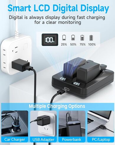 Dual-Port Battery Charger for SRAM AXS/eTap Red Force Rival GX Eagle Battery, USB C Fast Charging with Digital Display (Only Charger) in Saudi Arabia