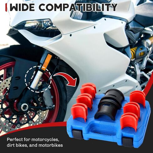 14PCS Motorcycle Bike Fork Seal Driver Tool Kit | Universal Installer Driver Set 35mm 36mm 40mm 41mm 42mm 43mm 45mm 46mm 47mm 48mm 49mm 50mm Fork Seal Installer & Removal Set in Kuwait