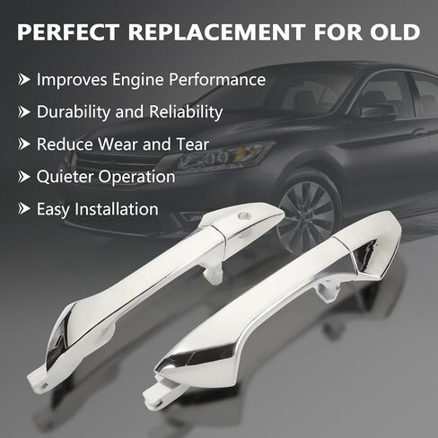 2PCS Chrome Front Exterior Door Handle fits Accord 2008-2012 Left Driver and Right Passenger Side Replaces 72181-TA5-A11, 72683-TA5-A11 with Keyhole + Pry Plate+Cover in Kuwait