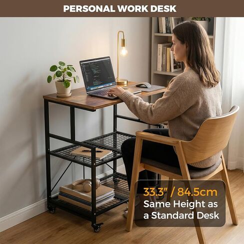 DEANIC Heavy Duty 3-Tier Printer Stand with Locking Wheels, 23.6 x 18.9 x 30 Inches Folding Printer Table with Storage, Large Printer Table Shelf, Easy Assembly for Home Office, Black in Saudi Arabia
