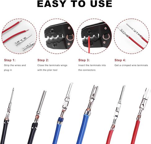 290PCS Car Electrical Wire Terminal Pins Connector, 1/1.5/1.8/2.2/2.8/3.5mm 21Type Electric Connector Wire Pin, Large Quantity Non-Insulated Plug Male Female Crimp Pins in Saudi Arabia