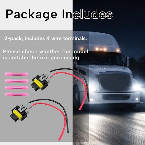 2 قطعة من المصابيح الأمامية ذات الشعاع العالي/المنخفض، وصلة ضفيرة سلكية مناسبة لـ Freightliner Cascadia 2008-2017 استبدال قابس إصلاح الأسلاك الأمامية مع محطات استبدال A0651907002 in Kuwait