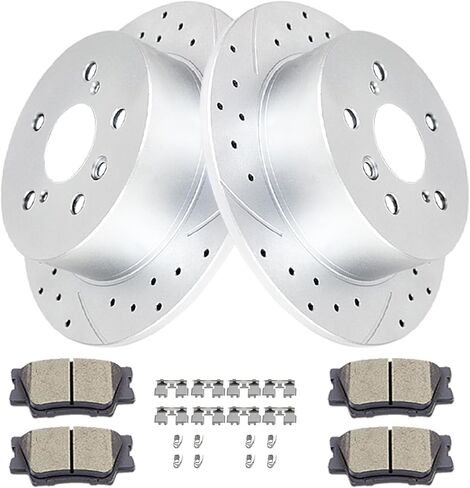 Acinoparts Rear Brake Kit Replacement for 2013-2018 Lexus ES300h 2013-2018 Lexus ES350 2013-2018 Toyota Avalon 2012-2017 Toyota Camry Drilled and Slotted Disc Brake Rotors Ceramic Brake Pads in Saudi Arabia