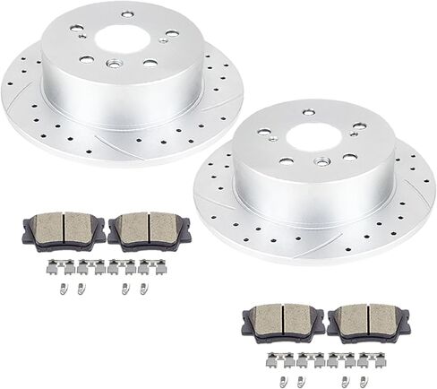 Acinoparts Rear Brake Kit Replacement for 2013-2018 Lexus ES300h 2013-2018 Lexus ES350 2013-2018 Toyota Avalon 2012-2017 Toyota Camry Drilled and Slotted Disc Brake Rotors Ceramic Brake Pads in Saudi Arabia