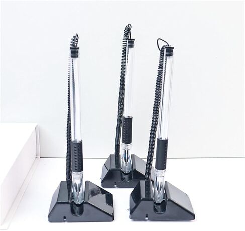 10Pcs Gel Inks Pen with Stand Gel Pen Gel Inks Pen Business Writing Pen Corded Pen Security Pen Holder Table Fixed Pen in Saudi Arabia