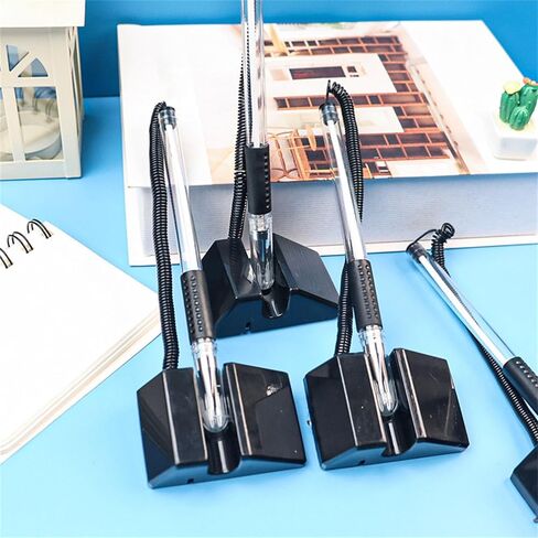 10Pcs Gel Inks Pen with Stand Gel Pen Gel Inks Pen Business Writing Pen Corded Pen Security Pen Holder Table Fixed Pen in Saudi Arabia