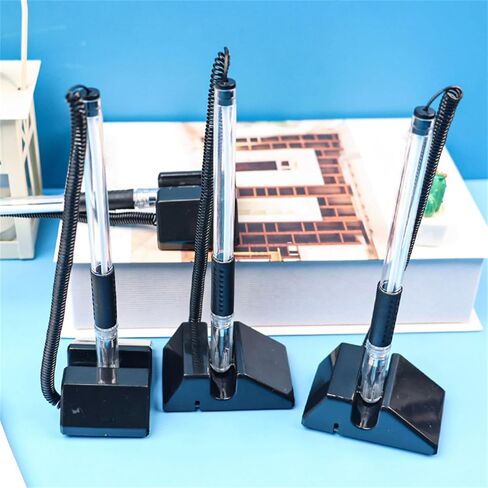 10Pcs Gel Inks Pen with Stand Gel Pen Gel Inks Pen Business Writing Pen Corded Pen Security Pen Holder Table Fixed Pen in Saudi Arabia