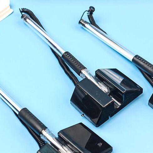 10Pcs Gel Inks Pen with Stand Gel Pen Gel Inks Pen Business Writing Pen Corded Pen Security Pen Holder Table Fixed Pen in Saudi Arabia