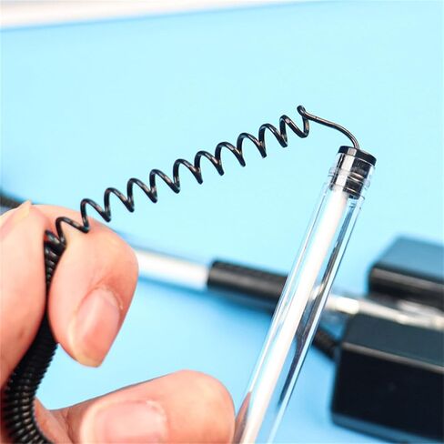10Pcs Gel Inks Pen with Stand Gel Pen Gel Inks Pen Business Writing Pen Corded Pen Security Pen Holder Table Fixed Pen in Saudi Arabia
