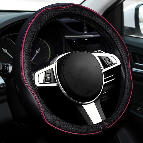 NBTEPEM Customized Auto Car Steering Wheel Cover for Toyota, Microfiber Leather Steering Wheel Covers with Anti-Slip Lining, Breathable, Safety, Soft, Sports Style (Black) in Saudi Arabia
