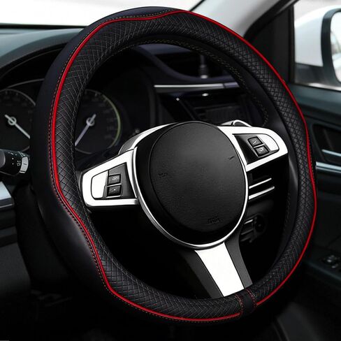 NBTEPEM Customized Auto Car Steering Wheel Cover for Toyota, Microfiber Leather Steering Wheel Covers with Anti-Slip Lining, Breathable, Safety, Soft, Sports Style (Black) in Kuwait